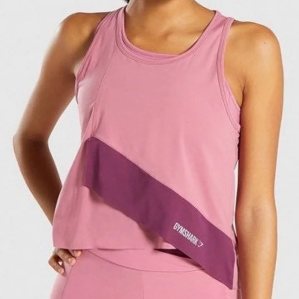 NWT Gymshark Asymmetric Vest Tank Top - Dusky Pink/Dark Ruby